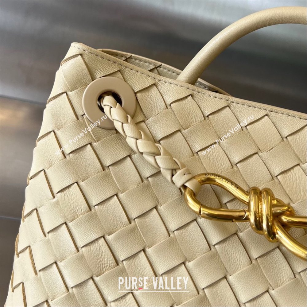 Bottega Veneta Small Andiamo Top Handle Bag in Intrecciato Leather 743568 Oat Yellow 2025 0731 (WT-250731057)