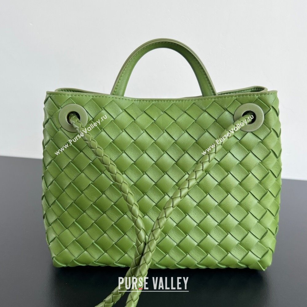 Bottega Veneta Small Andiamo Top Handle Bag in Intrecciato Leather 743568 Matcha Green 2025 0731 (WT-250731039)