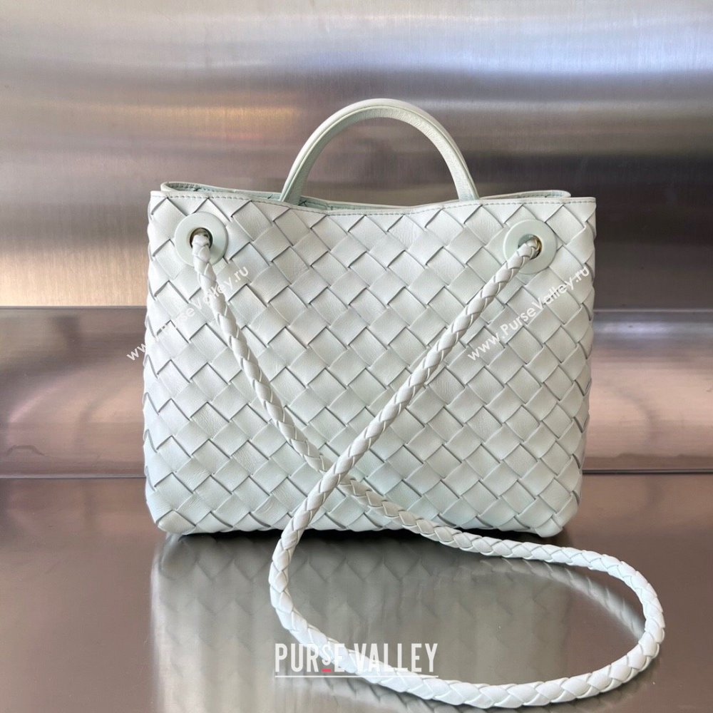 Bottega Veneta Small Andiamo Top Handle Bag in Intrecciato Leather 743568 Ice Blue 2025 0731 (WT-250731058)