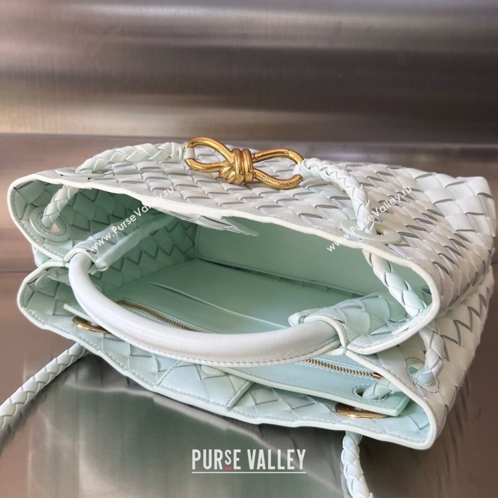 Bottega Veneta Small Andiamo Top Handle Bag in Intrecciato Leather 743568 Ice Blue 2025 0731 (WT-250731058)