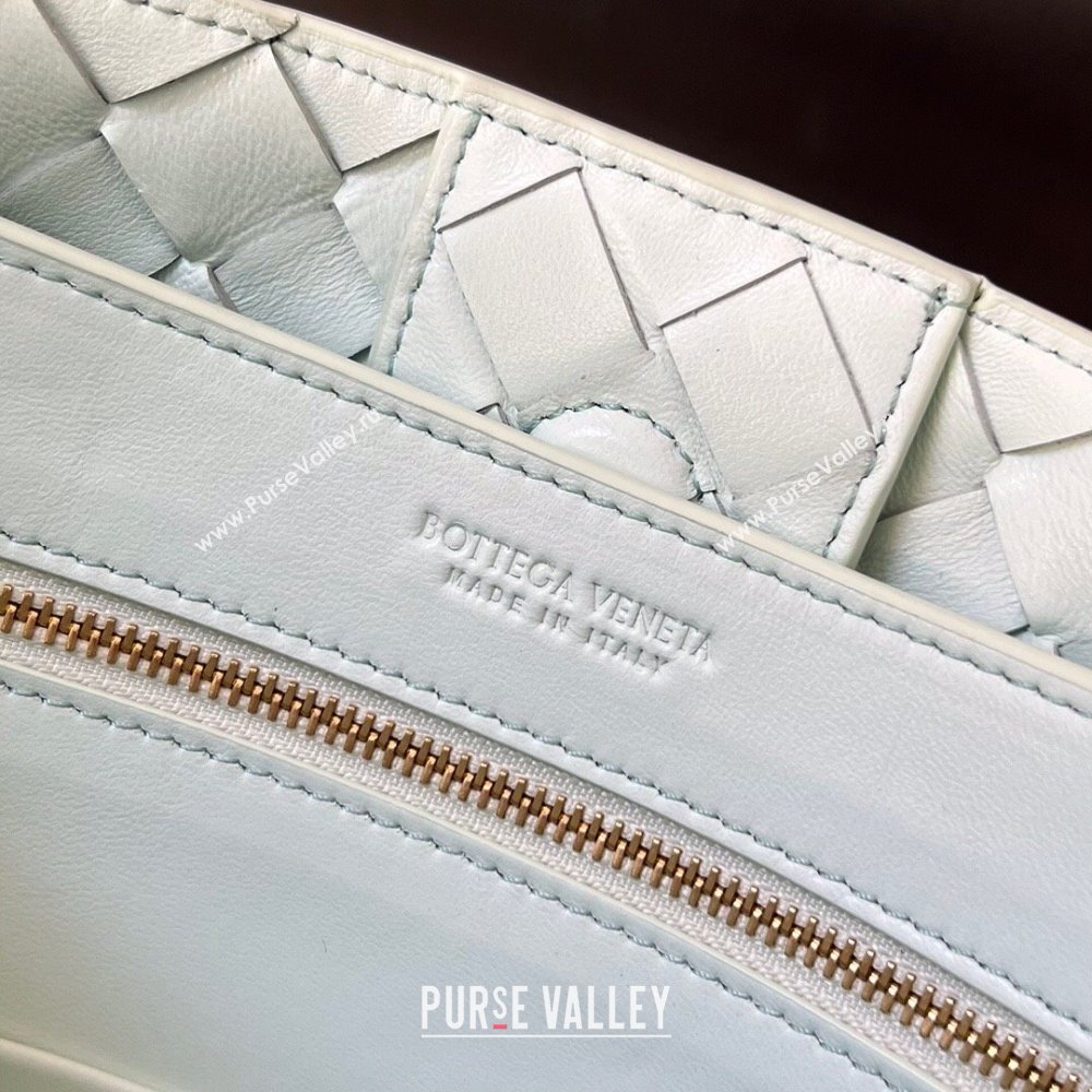 Bottega Veneta Small Andiamo Top Handle Bag in Intrecciato Leather 743568 Ice Blue 2025 0731 (WT-250731058)
