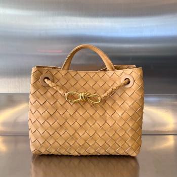 Bottega Veneta Small Andiamo Top Handle Bag in Intrecciato Leather 743568 Almond Yellow 2025 0731 (WT-250731059)