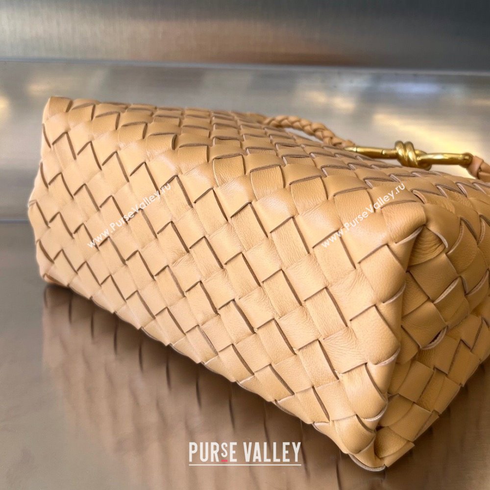 Bottega Veneta Small Andiamo Top Handle Bag in Intrecciato Leather 743568 Almond Yellow 2025 0731 (WT-250731059)