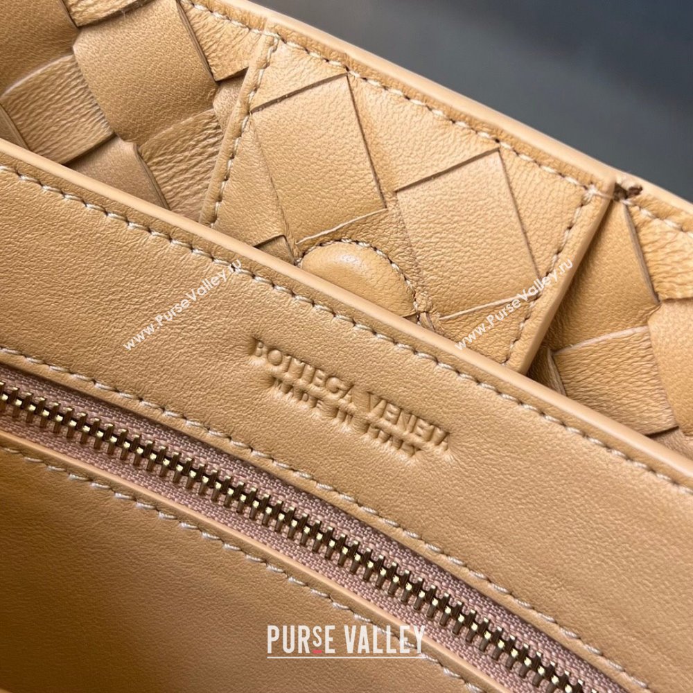 Bottega Veneta Small Andiamo Top Handle Bag in Intrecciato Leather 743568 Almond Yellow 2025 0731 (WT-250731059)