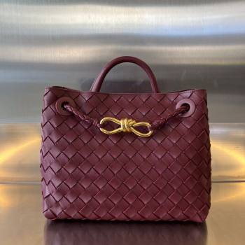 Bottega Veneta Small Andiamo Top Handle Bag in Intrecciato Leather 743568 Dark Burgundy 2025 0731 (WT-250731060)