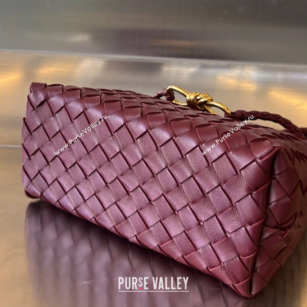 Bottega Veneta Small Andiamo Top Handle Bag in Intrecciato Leather 743568 Dark Burgundy 2025 0731 (WT-250731060)