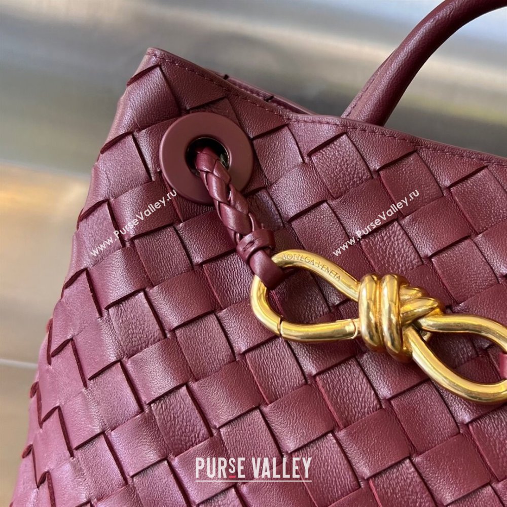Bottega Veneta Small Andiamo Top Handle Bag in Intrecciato Leather 743568 Dark Burgundy 2025 0731 (WT-250731060)