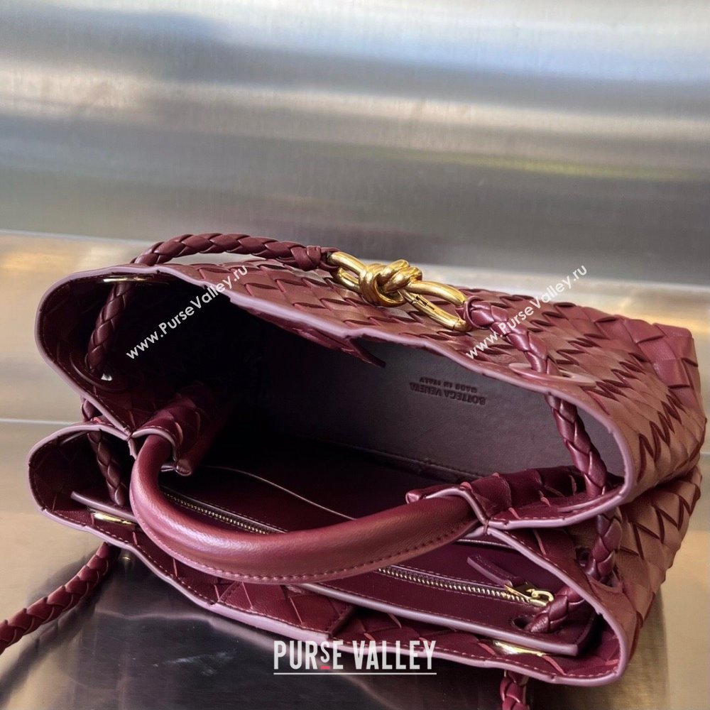 Bottega Veneta Small Andiamo Top Handle Bag in Intrecciato Leather 743568 Dark Burgundy 2025 0731 (WT-250731060)