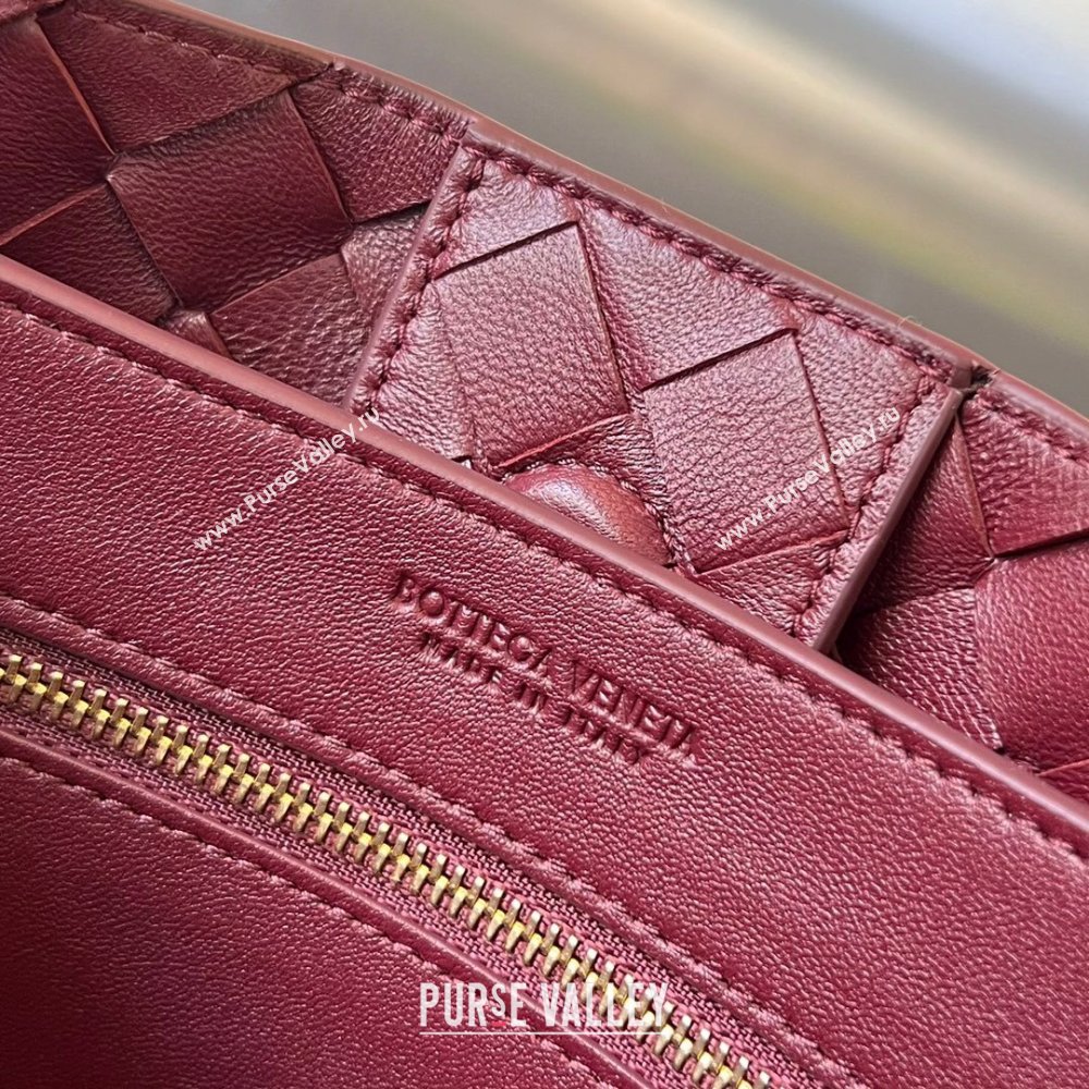 Bottega Veneta Small Andiamo Top Handle Bag in Intrecciato Leather 743568 Dark Burgundy 2025 0731 (WT-250731060)