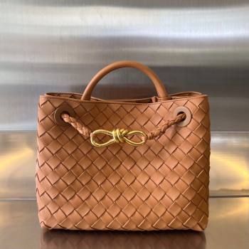 Bottega Veneta Small Andiamo Top Handle Bag in Intrecciato Leather 743568 Light Brown 2025 0731 (WT-250731061)