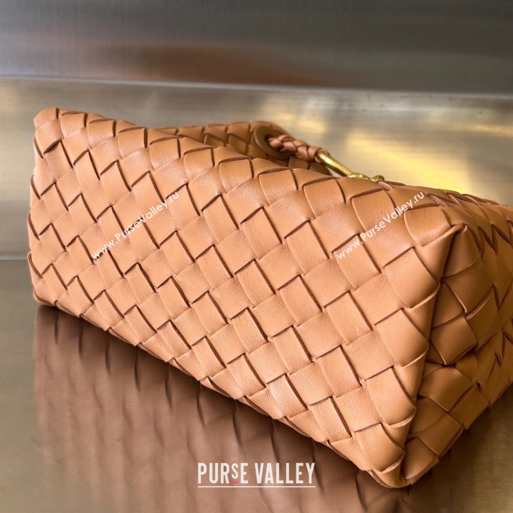 Bottega Veneta Small Andiamo Top Handle Bag in Intrecciato Leather 743568 Light Brown 2025 0731 (WT-250731061)