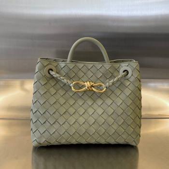 Bottega Veneta Small Andiamo Top Handle Bag in Intrecciato Leather 743568 Travertine Green 2025 0731 (WT-250731062)