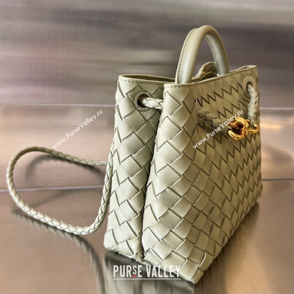 Bottega Veneta Small Andiamo Top Handle Bag in Intrecciato Leather 743568 Travertine Green 2025 0731 (WT-250731062)