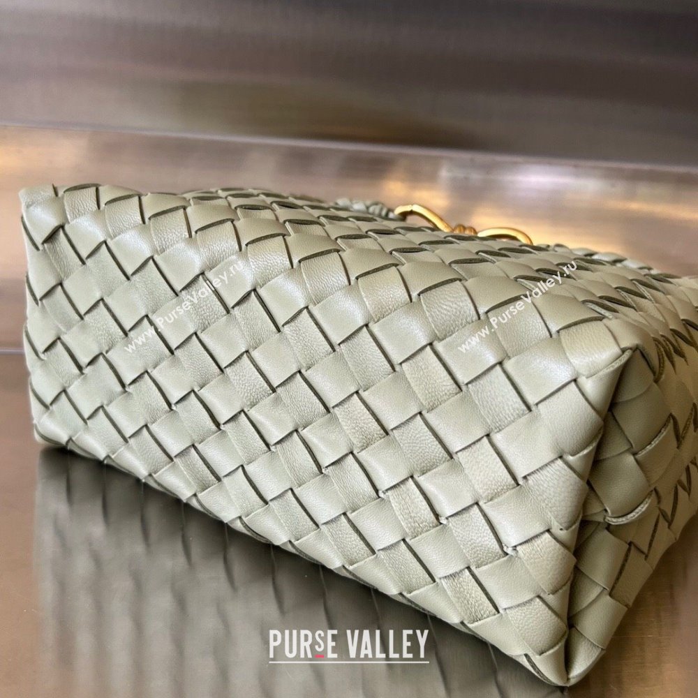 Bottega Veneta Small Andiamo Top Handle Bag in Intrecciato Leather 743568 Travertine Green 2025 0731 (WT-250731062)