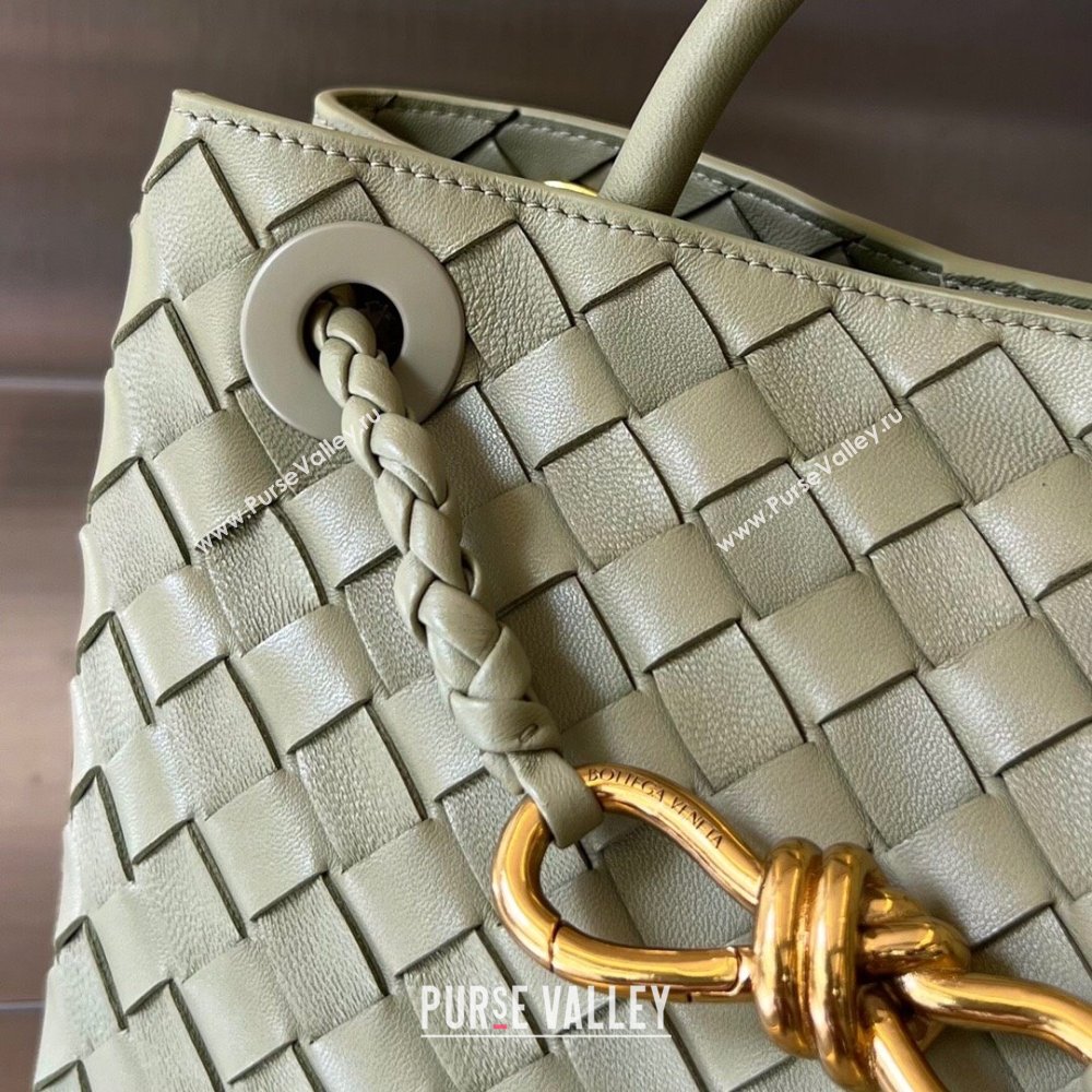 Bottega Veneta Small Andiamo Top Handle Bag in Intrecciato Leather 743568 Travertine Green 2025 0731 (WT-250731062)