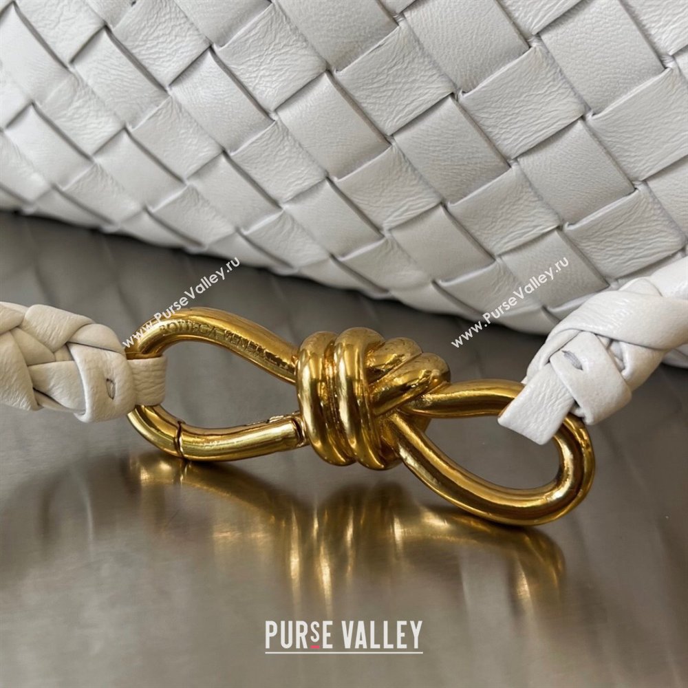 Bottega Veneta Small Andiamo Top Handle Bag in Intrecciato Leather 743568 White/Gold 2025 0731 (WT-250731063)