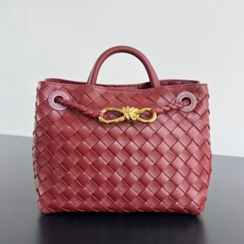 Bottega Veneta Small Andiamo Top Handle Bag in Intrecciato Leather 743568 Sapele Red 2025 0731 (WT-250731040)