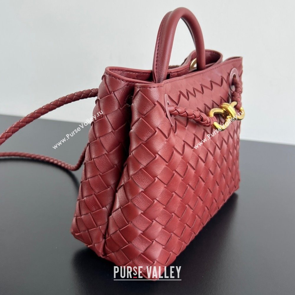 Bottega Veneta Small Andiamo Top Handle Bag in Intrecciato Leather 743568 Sapele Red 2025 0731 (WT-250731040)