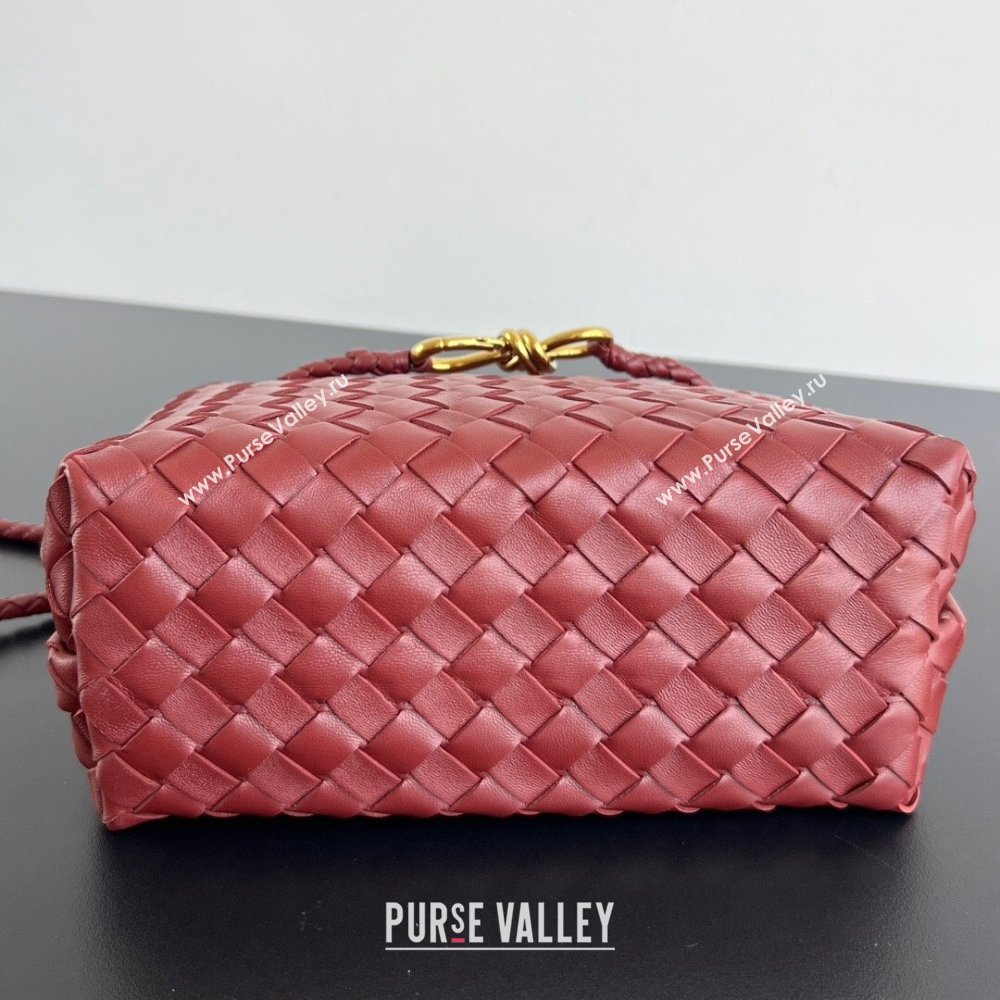 Bottega Veneta Small Andiamo Top Handle Bag in Intrecciato Leather 743568 Sapele Red 2025 0731 (WT-250731040)
