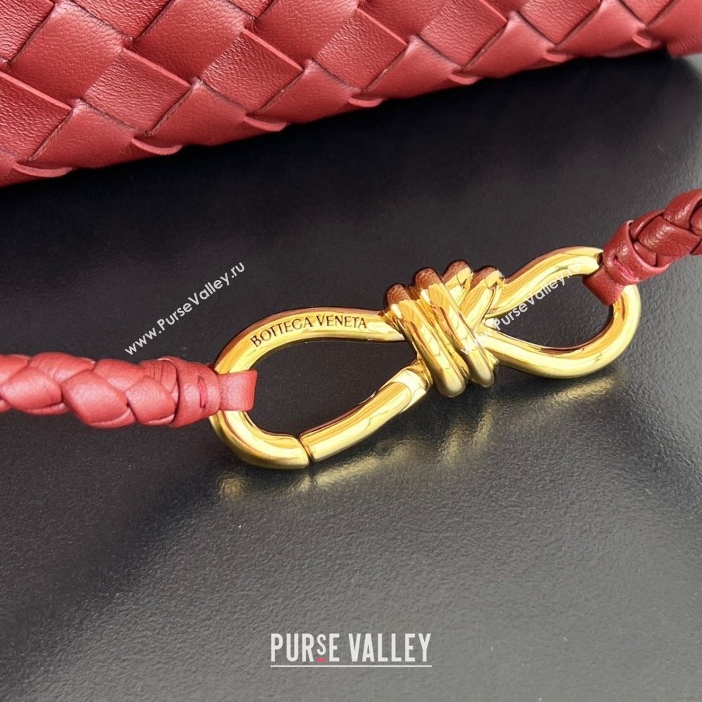 Bottega Veneta Small Andiamo Top Handle Bag in Intrecciato Leather 743568 Sapele Red 2025 0731 (WT-250731040)