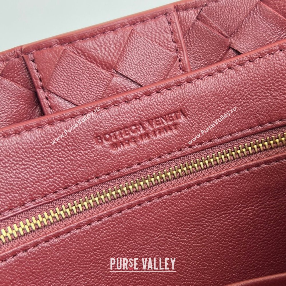 Bottega Veneta Small Andiamo Top Handle Bag in Intrecciato Leather 743568 Sapele Red 2025 0731 (WT-250731040)