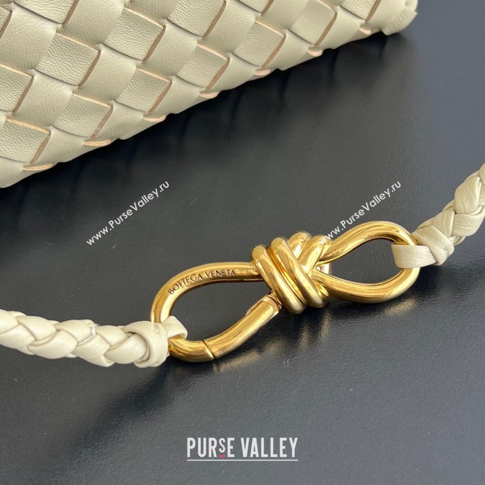 Bottega Veneta Small Andiamo Top Handle Bag in Intrecciato Leather 743568 Light Cream Yellow 2025 0731 (WT-250731042)