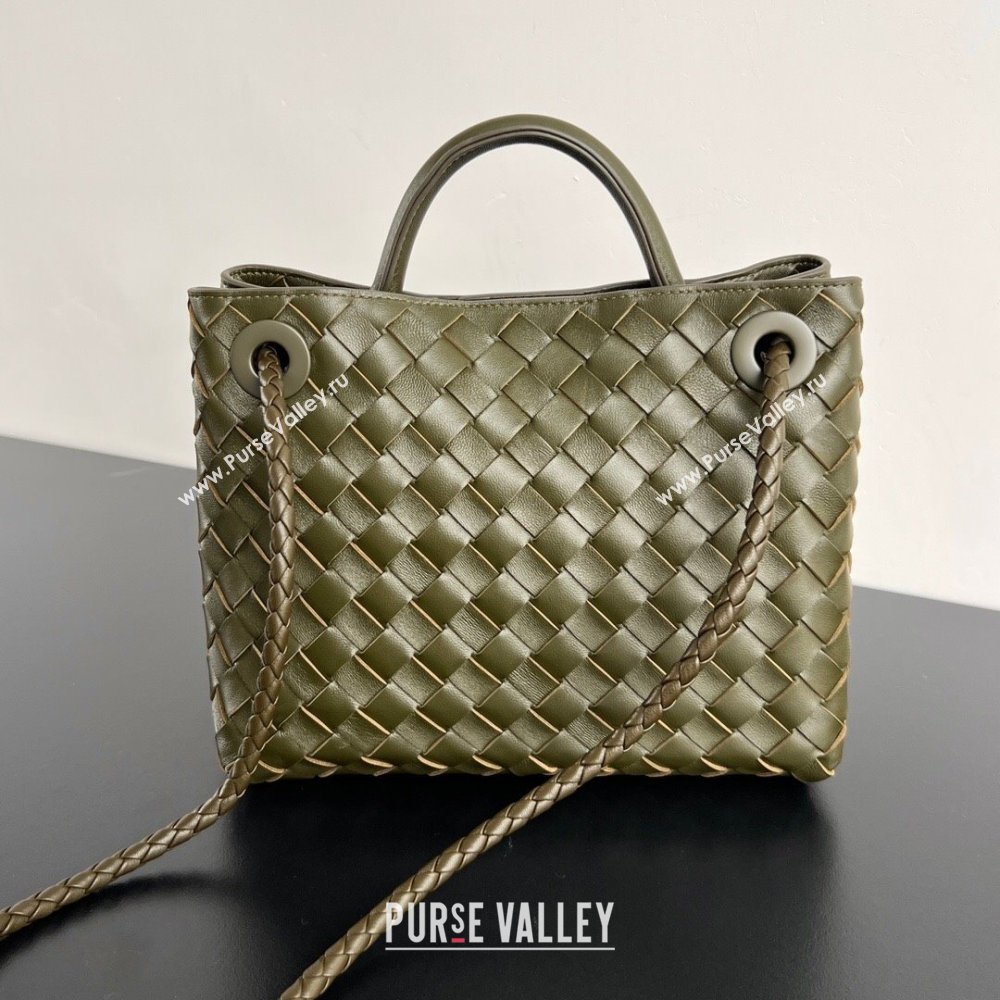 Bottega Veneta Small Andiamo Top Handle Bag in Intrecciato Leather 743568 Dark Mustard Green 2025 0731 (WT-250731044)