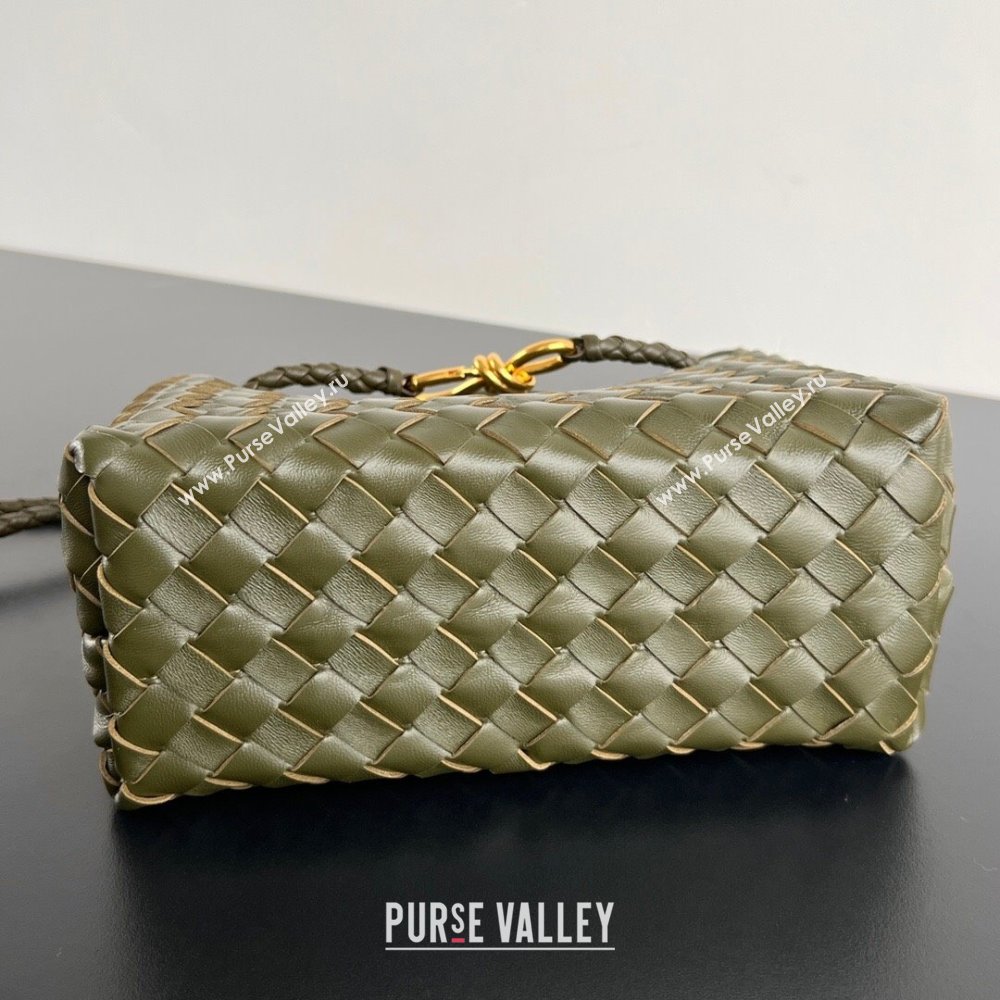 Bottega Veneta Small Andiamo Top Handle Bag in Intrecciato Leather 743568 Dark Mustard Green 2025 0731 (WT-250731044)