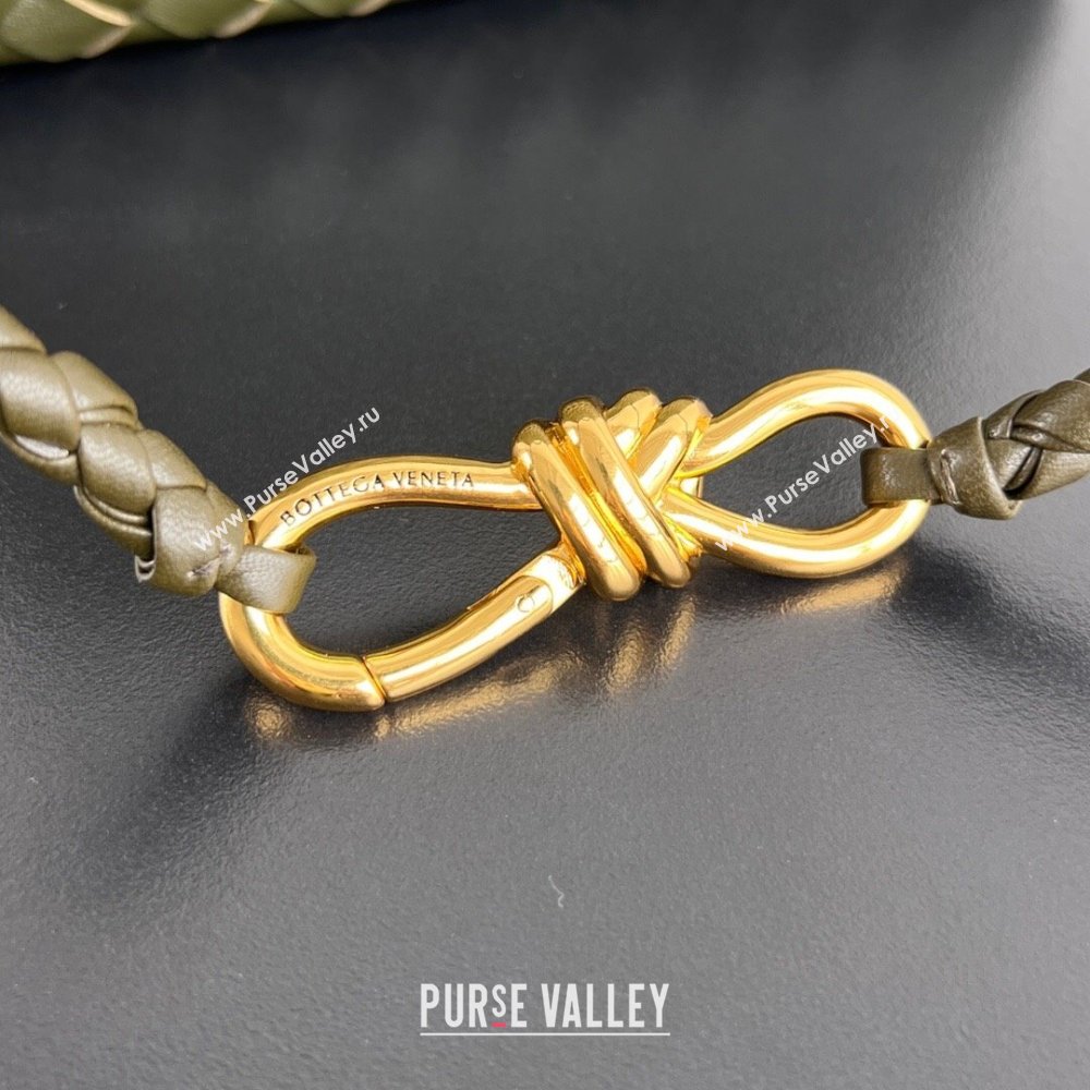 Bottega Veneta Small Andiamo Top Handle Bag in Intrecciato Leather 743568 Dark Mustard Green 2025 0731 (WT-250731044)