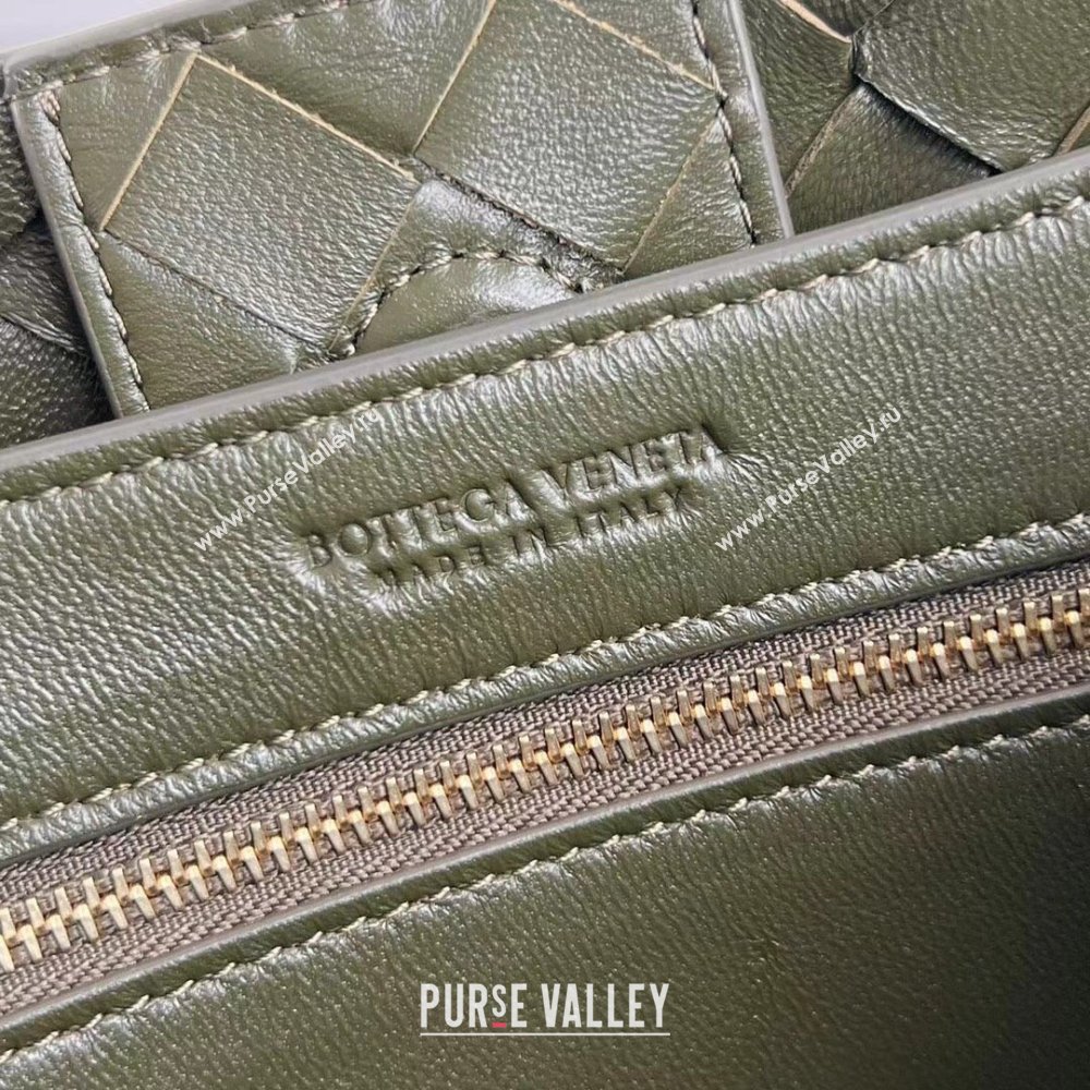 Bottega Veneta Small Andiamo Top Handle Bag in Intrecciato Leather 743568 Dark Mustard Green 2025 0731 (WT-250731044)