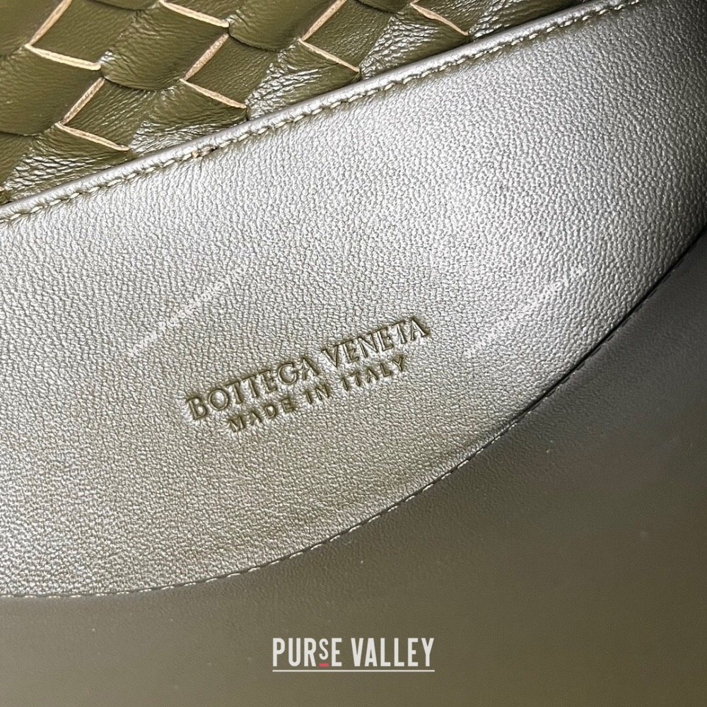 Bottega Veneta Small Andiamo Top Handle Bag in Intrecciato Leather 743568 Dark Mustard Green 2025 0731 (WT-250731044)