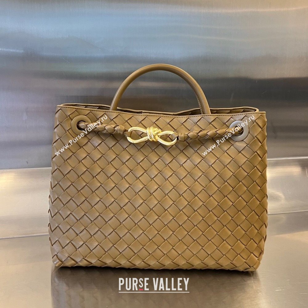 Bottega Veneta Medium Andiamo Top Handle Bag in Intrecciato Leather 743572 Acorn Brown 2025 0731 (WT-250731016)