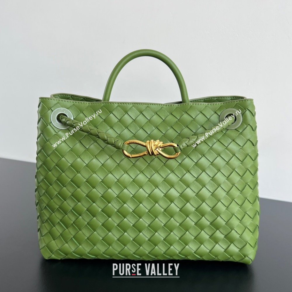 Bottega Veneta Medium Andiamo Top Handle Bag in Intrecciato Leather 743572 Matcha Green 2025 0731 (WT-250731006)