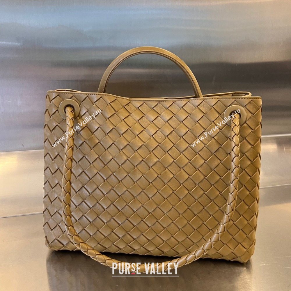Bottega Veneta Medium Andiamo Top Handle Bag in Intrecciato Leather 743572 Acorn Brown 2025 0731 (WT-250731016)