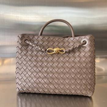 Bottega Veneta Medium Andiamo Top Handle Bag in Intrecciato Leather 743572 Taupe Grey 2025 0731 (WT-250731017)