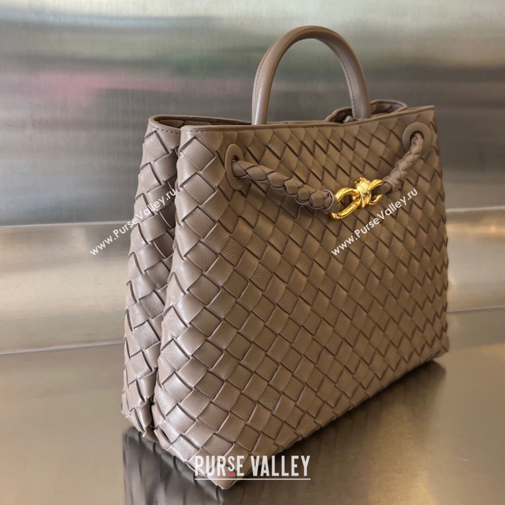 Bottega Veneta Medium Andiamo Top Handle Bag in Intrecciato Leather 743572 Taupe Grey 2025 0731 (WT-250731017)