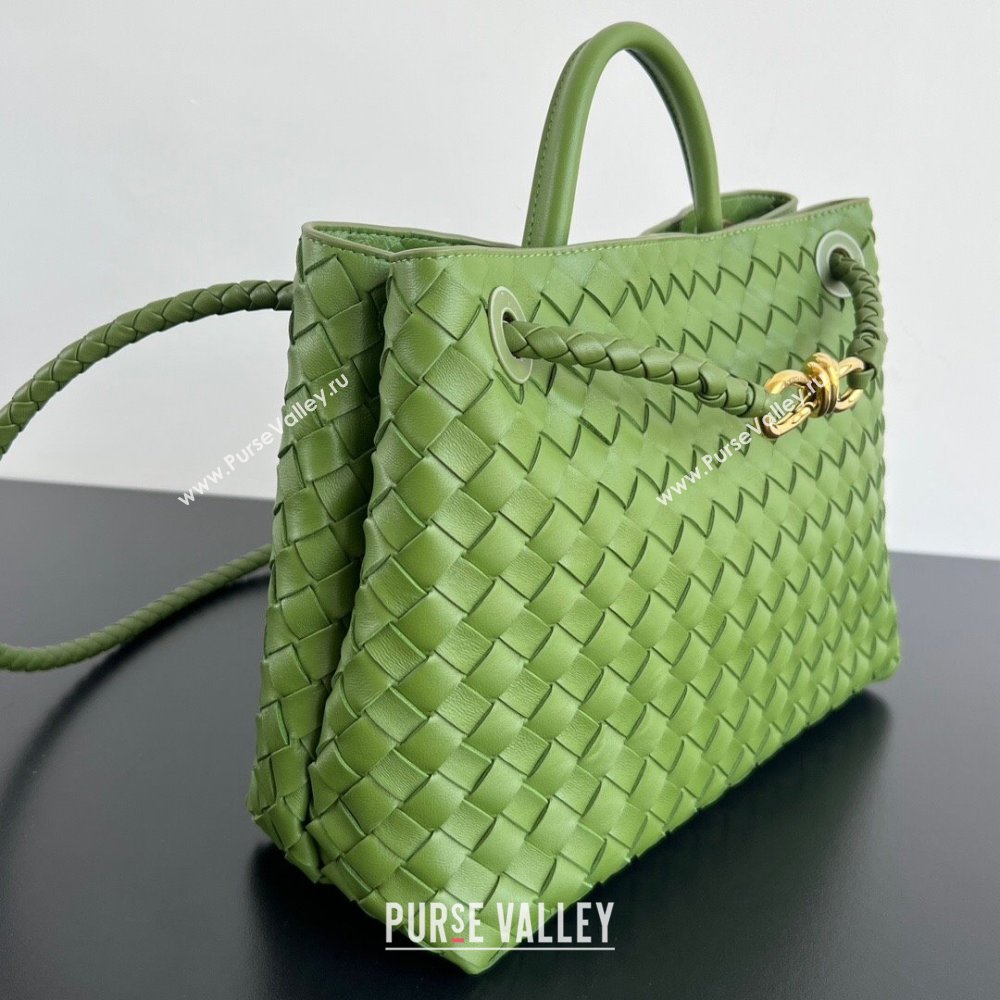 Bottega Veneta Medium Andiamo Top Handle Bag in Intrecciato Leather 743572 Matcha Green 2025 0731 (WT-250731006)