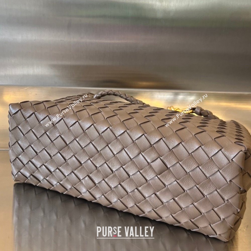 Bottega Veneta Medium Andiamo Top Handle Bag in Intrecciato Leather 743572 Taupe Grey 2025 0731 (WT-250731017)