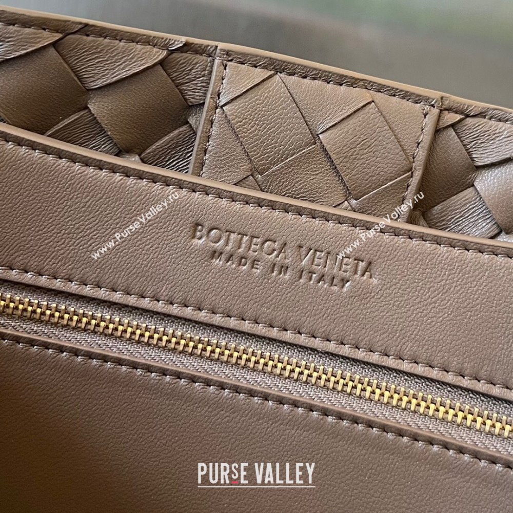 Bottega Veneta Medium Andiamo Top Handle Bag in Intrecciato Leather 743572 Taupe Grey 2025 0731 (WT-250731017)