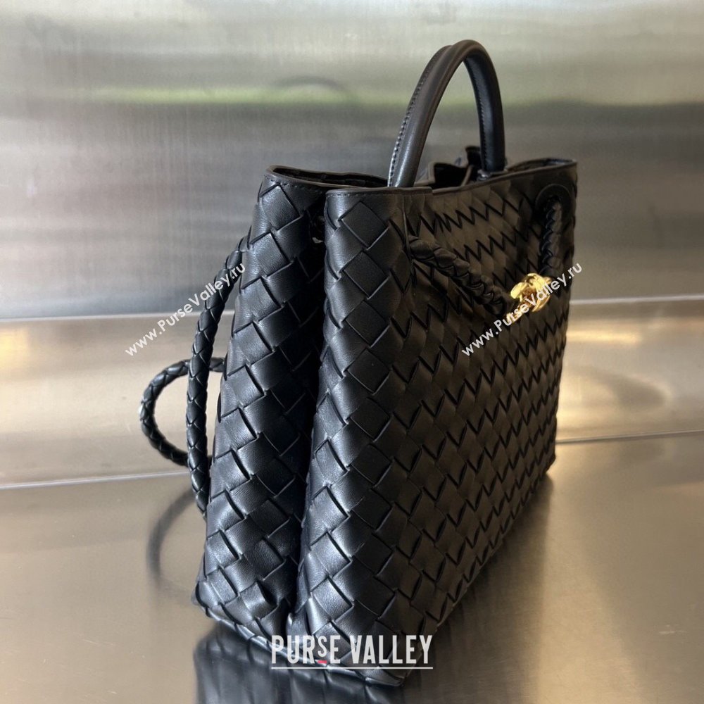 Bottega Veneta Medium Andiamo Top Handle Bag in Intrecciato Leather 743572 Black/Gold 2025 0731 (WT-250731018)