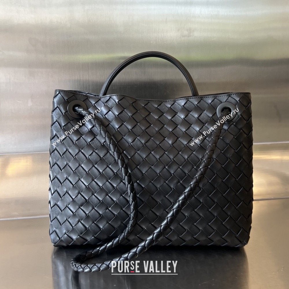 Bottega Veneta Medium Andiamo Top Handle Bag in Intrecciato Leather 743572 Black/Gold 2025 0731 (WT-250731018)
