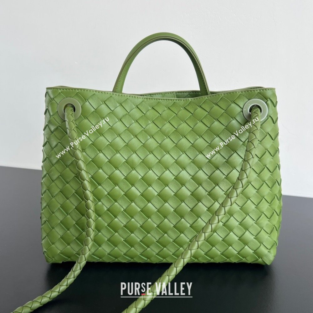 Bottega Veneta Medium Andiamo Top Handle Bag in Intrecciato Leather 743572 Matcha Green 2025 0731 (WT-250731006)
