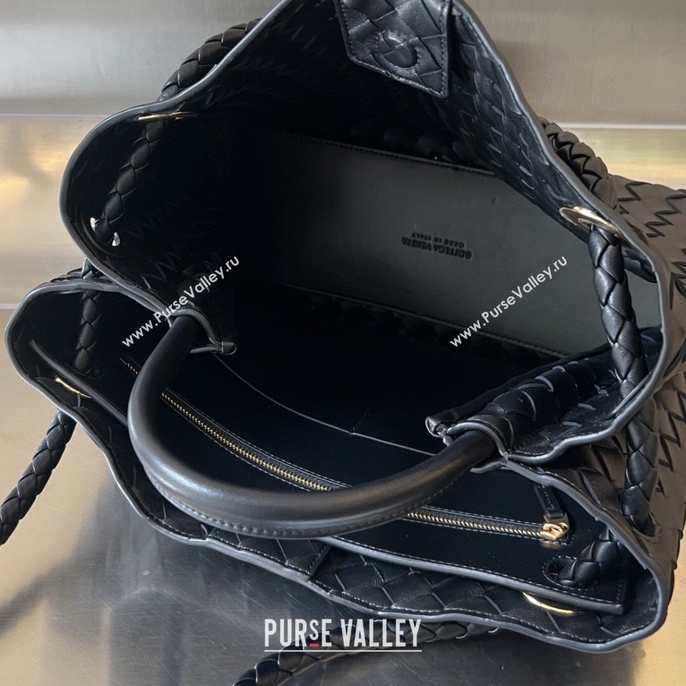 Bottega Veneta Medium Andiamo Top Handle Bag in Intrecciato Leather 743572 Black/Gold 2025 0731 (WT-250731018)