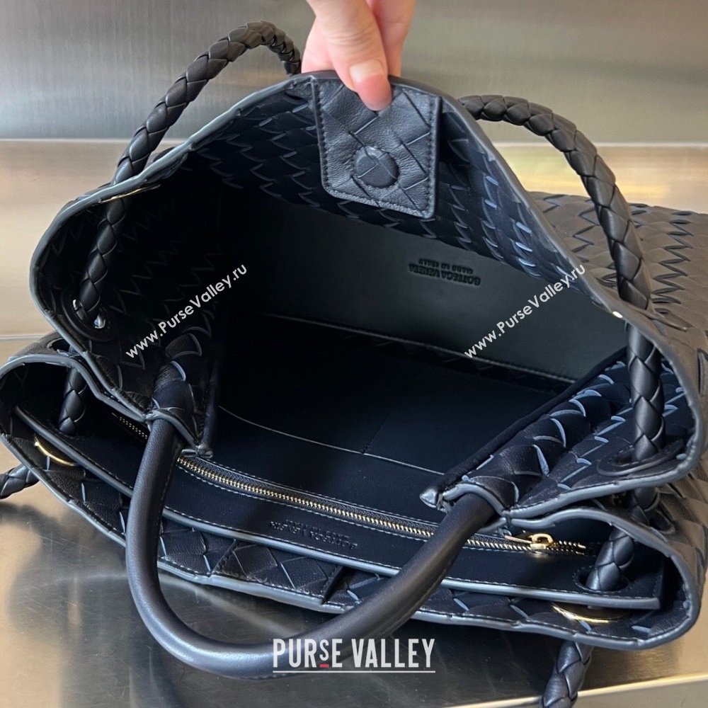 Bottega Veneta Medium Andiamo Top Handle Bag in Intrecciato Leather 743572 Space/Gold 2025 0731 (WT-250731019)