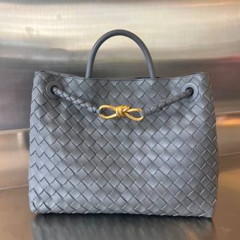 Bottega Veneta Medium Andiamo Top Handle Bag in Intrecciato Leather 743572 Thounder Grey 2025 0731 (WT-250731020)