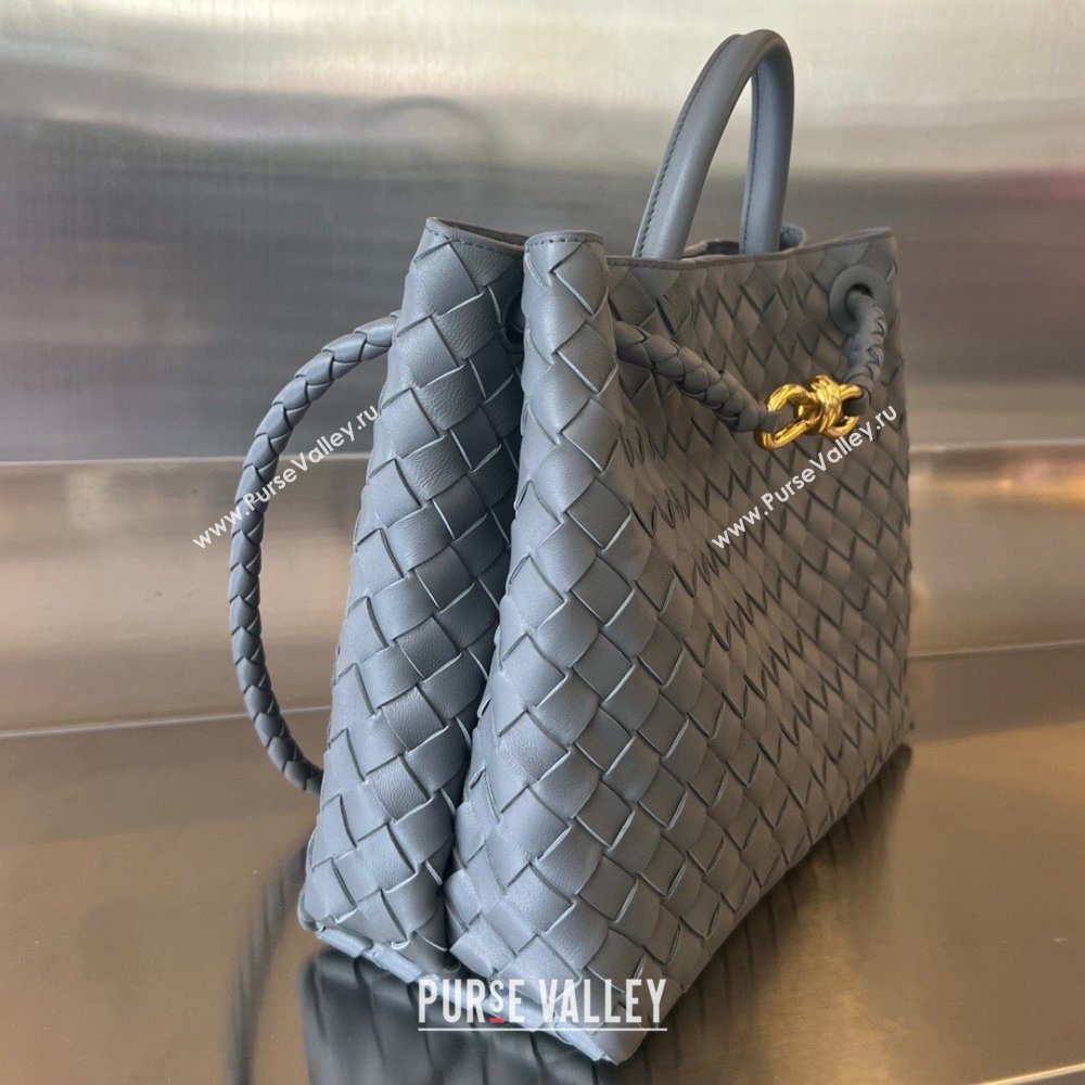 Bottega Veneta Medium Andiamo Top Handle Bag in Intrecciato Leather 743572 Thounder Grey 2025 0731 (WT-250731020)