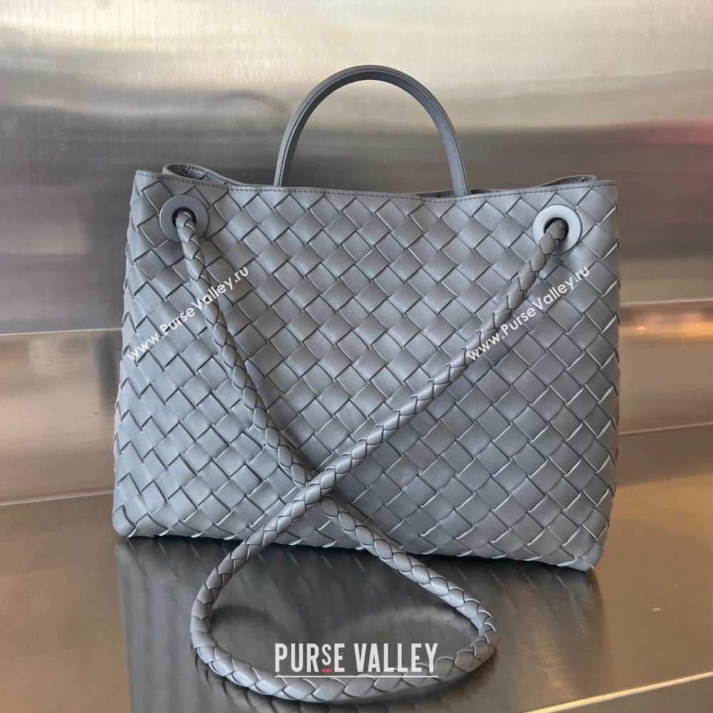 Bottega Veneta Medium Andiamo Top Handle Bag in Intrecciato Leather 743572 Thounder Grey 2025 0731 (WT-250731020)