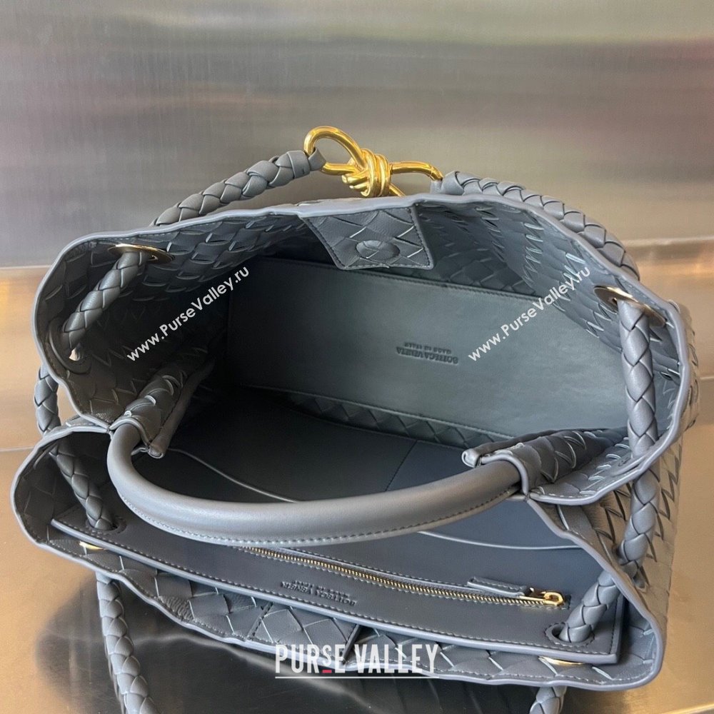 Bottega Veneta Medium Andiamo Top Handle Bag in Intrecciato Leather 743572 Thounder Grey 2025 0731 (WT-250731020)