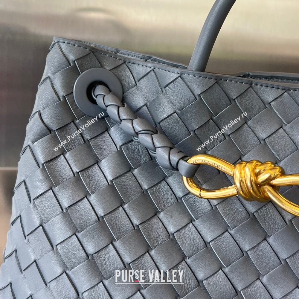 Bottega Veneta Medium Andiamo Top Handle Bag in Intrecciato Leather 743572 Thounder Grey 2025 0731 (WT-250731020)