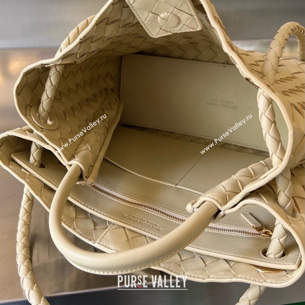 Bottega Veneta Medium Andiamo Top Handle Bag in Intrecciato Leather 743572 Oat Yellow2025 0731 (WT-250731021)